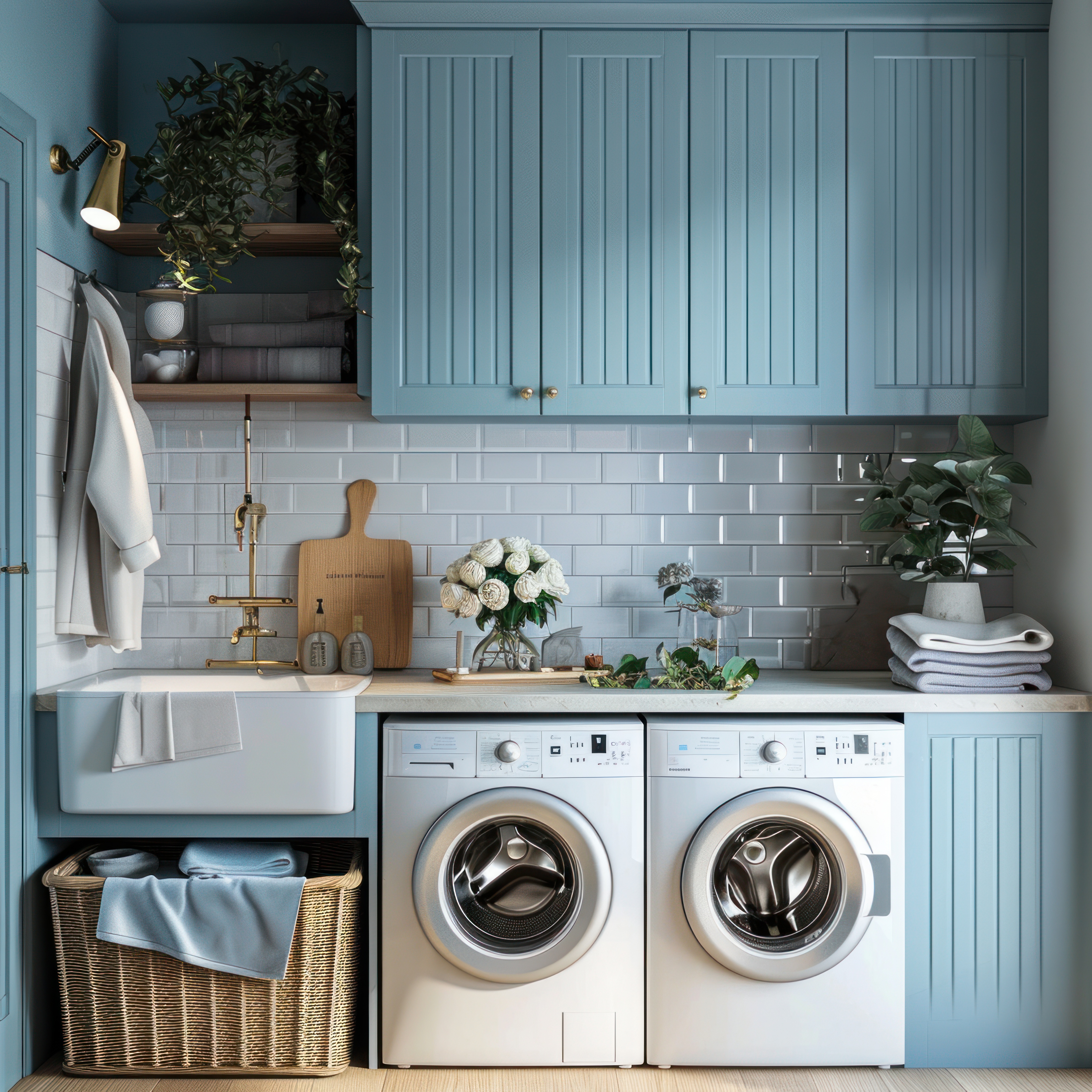 to make laundry look more luxurious, opt for an appliance with t to make laundry look more luxurious, opt for an appliance with two washing machines and one sink.