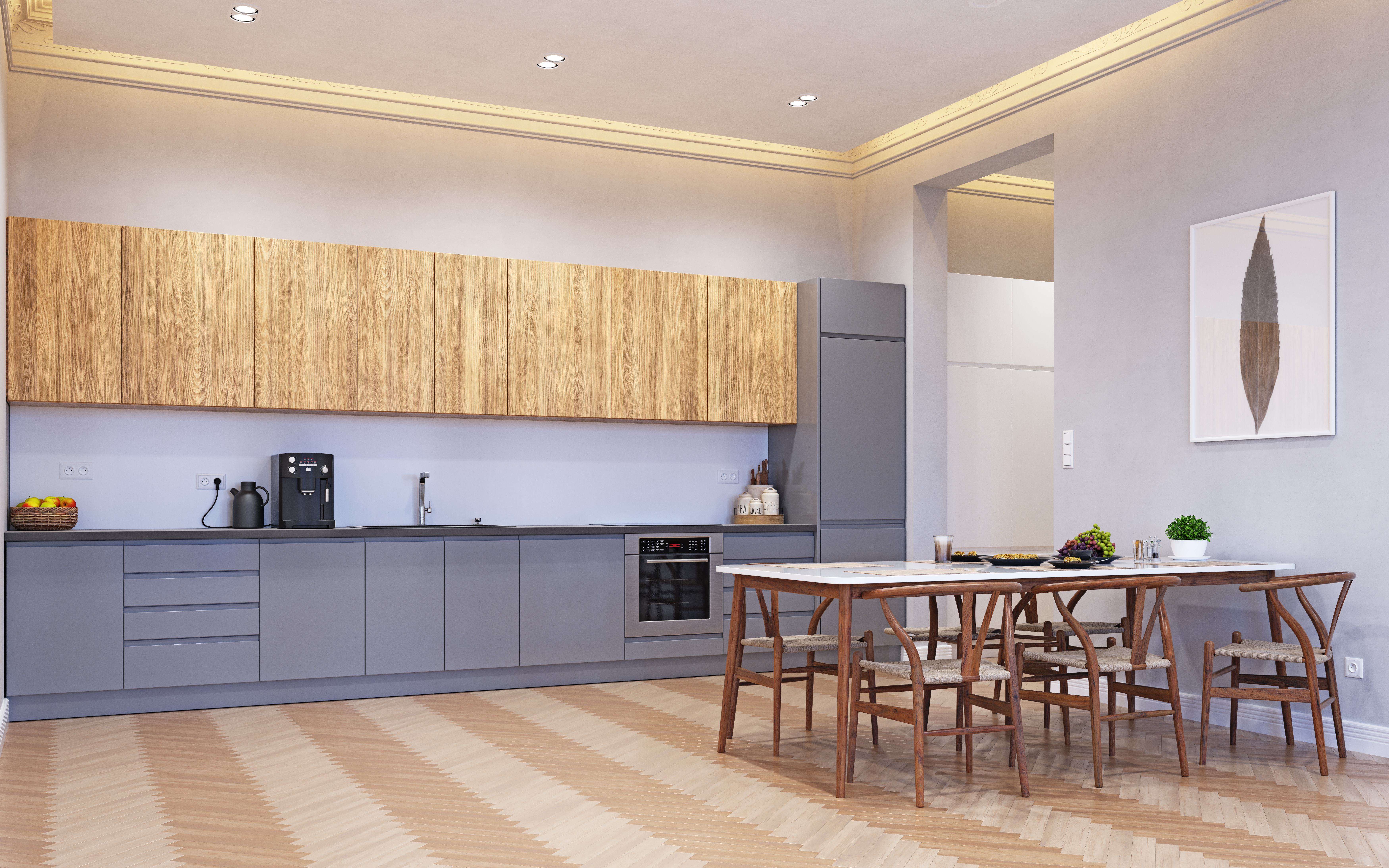 modern kitchen interior modern kitchen design. 3d interior rendering