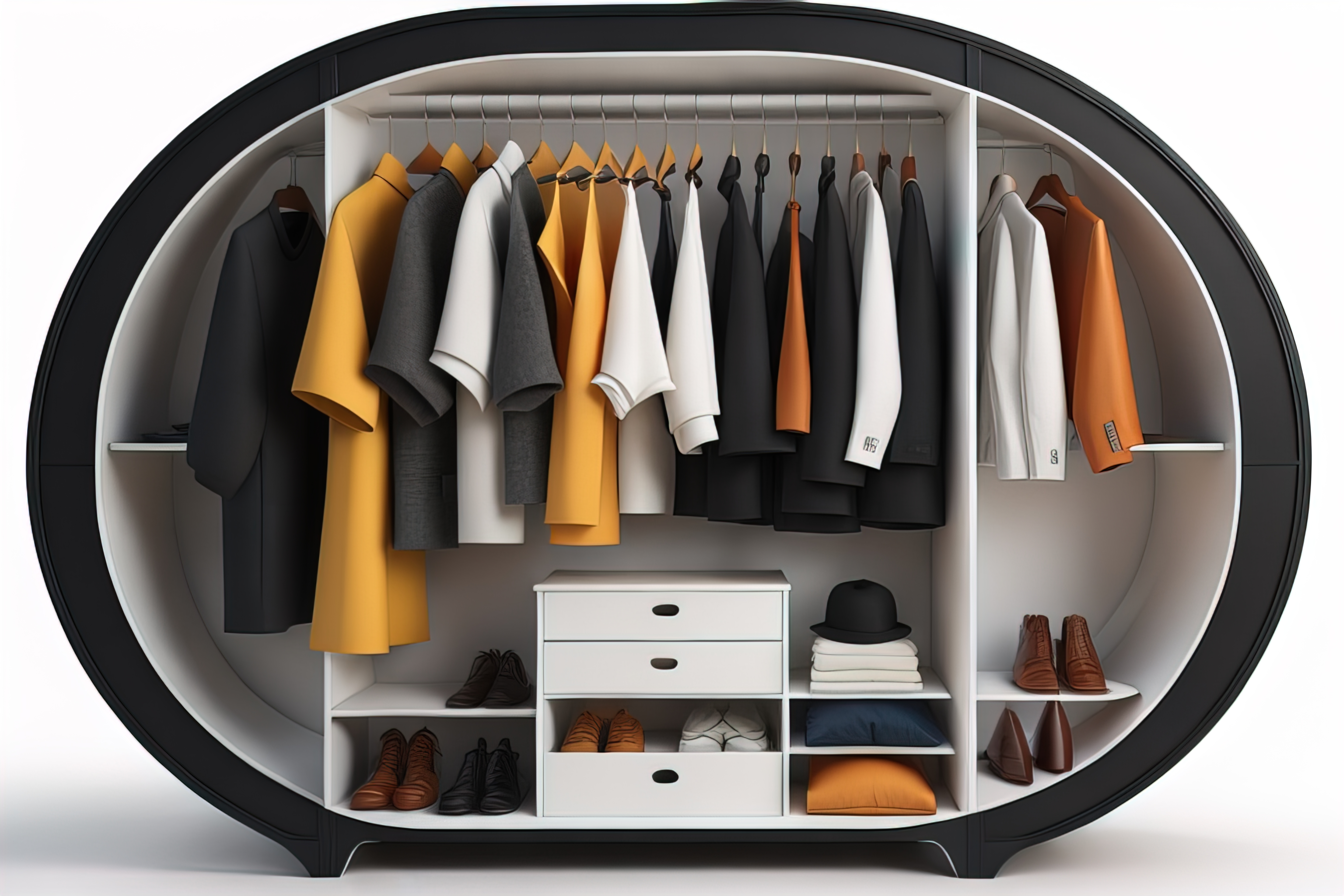 Wardrobe with clothes in the room. Toned image. ai generative